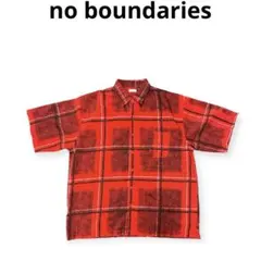 【夏物】US古着 no boundaries 総柄ポリエステルシャツ　XL