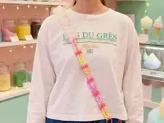 【586】レインボー　フリル　リボン　ショルダーストラップ　スマホストラップ