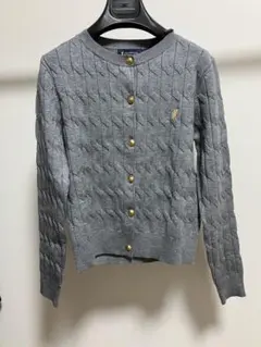 【美品】POLO WALK ポロ　ウォーク　グレー ケーブルニット カーディガン