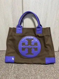 Tory Burch エラトートバッグ キャンバス/エナメル ブラウン/パープル