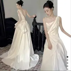 ウェディングドレス 白 パーティードレス結婚式 ワンピース 前撮りビーチフォト