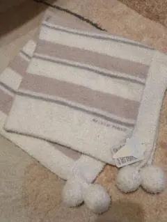 ジェラートピケ フリースブランケット ポンポン付き