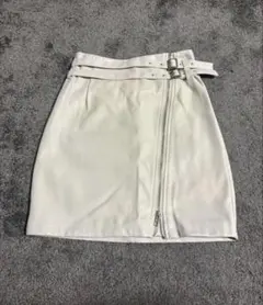 LIP SERVICE ダブルベルトzipスカート ホワイト