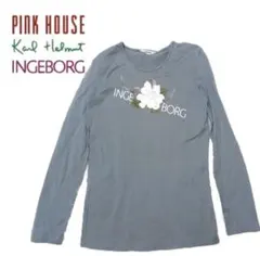 INGEBORG 長袖 カットソー 花柄 リボンプリント　ロングTシャツのサムネイル