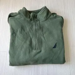 オリーブグリーン ハーフジップ スウェット M
