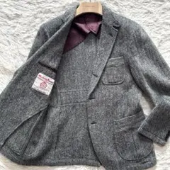 未使用級 ハリスツイード Candidum ヘリンボーン テーラードジャケット