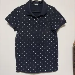 Champion ネイビー ドット柄 ポロシャツ M 水玉 韓国 y2k ギャル