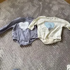 ロンパース 2点セット パープル80・クリーム70