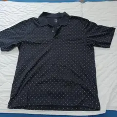 最終価格7/19まで　UNIQLO ネイビードット柄ポロシャツ L　エアリズム