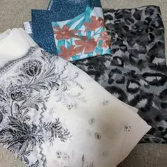 スカーフ3点セット（花柄・レオパード柄）