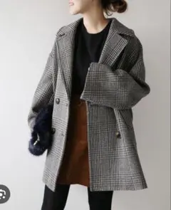 ジャーナルスタンダードレリューム ダブルカラーチェックコート　茶系　38