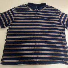 SHEIN ネイビー ストライプ ポロシャツ Lのサムネイル