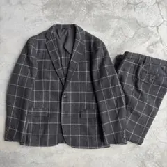 美品 グリーンレーベルリラクシング セットアップ スーツ ウール チェック