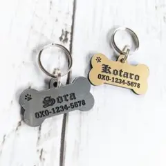 ☆ボーン型迷子札*。軽量アクリルプレート／ペット用ネームタグ