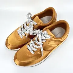 【レア新品未使用】ZARA ザラ サテンスニーカー イエロー ゴールド 23.5