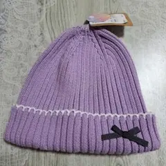 ⭐新品未使用⭐女の子ラベンダー リブ編みニット帽