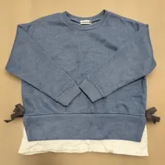リボン付き青色トレーナー 120cm