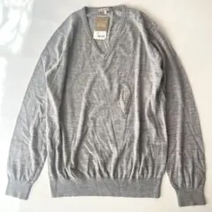 ユニクロ エクストラファインメリノ Vネックニット XL グレー　新品　洗える