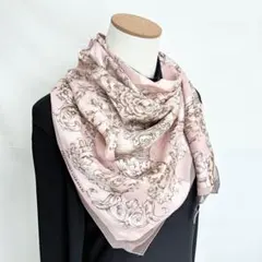 4-33.valentino garavaniバロック＆花柄 大判シルクスカーフ
