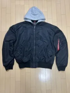 ALPHA industries MA-1 フライトジャケット 黒 フード付き