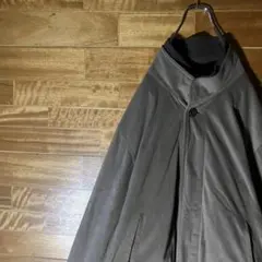 ステンカラーコート　ベロア　レトロ　ブラウン ブラック バイカラー L〜XL程