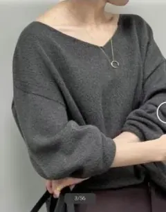 【Noble】WペーパーヤーンBackVプルオーバー　／ニット／ブラック