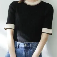 URBAN RESEARCHバイカラーコンパクトセーター　ブラック