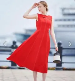 【美品】And Couture デコルテ開きワンピース オレンジ38サイズ