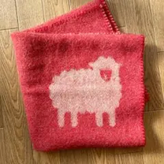 ラトビア製　羊柄ウールミニブランケット