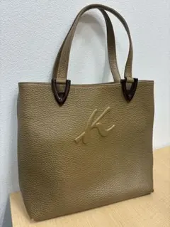 キタムラ kitamura ベージュ レザー ハンドバッグ ロゴ入り