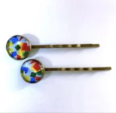 ★ カラフルヘアピン ★ 髪留め　ピン留め 　2本セット　レジン　新品