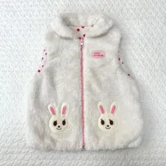 ミキハウス　うさこちゃん　ボア　ベスト　ふわふわ　ホワイト　水玉　ピンク　120