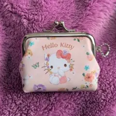 Hello Kitty 花柄　がま口　コインケース
