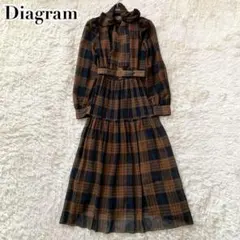 Fumi　美品 グレースコンチネンタル チェック ボウタイ ロング ワンピ 美品 グレースコンチネンタル チェック ボウタイ ロング ワンピース
