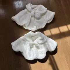 ホワイト フリース ポンチョ（ケープ）2点セット サイズ100