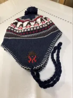 ネイビー フェアアイル柄 リベット&サージニット帽