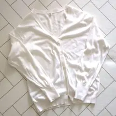UNIQLO ホワイト カーディガン 綿100% Lサイズ