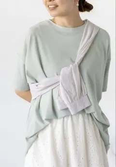 ルノンキュール　スラブテレコ半袖Tシャツ ミントグリーン 新品タグ付き