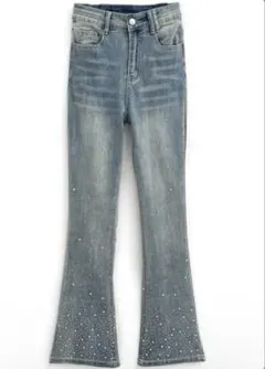 GRL ビジューデニムフレアパンツ M [at2310] スパンコール