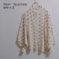 ロワズィール 小紋柄 シャツブラウス 総柄 日本製 ノーカラー バンド 