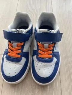 PUMA スニーカー 青白オレンジ ベルクロ