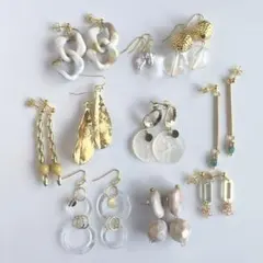 大人可愛いピアス　まとめ売り10点セット　ハンドメイドピアス　淡水パール　シェル