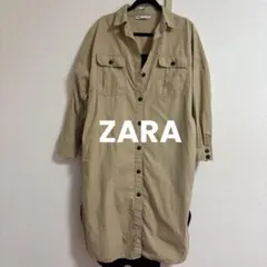 ZARA 長袖シャツワンピース ベージュ・黒