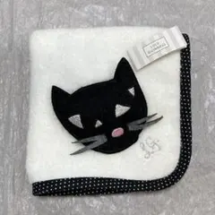 新品☆ルルギネス タオルハンカチ ネコ☆モノクロ ループ付き
