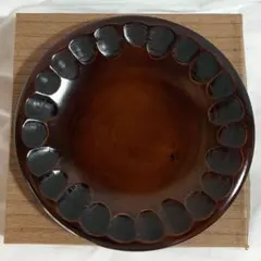 菓子器 漆芸 木製円形 ダークブラウン 天然木