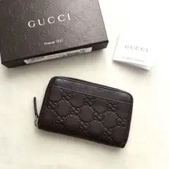 GUCCI グッチ カードケース コインケース キーリング シマ ブラウン