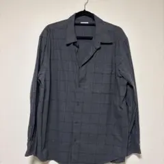 GU グレー チェック柄 長袖シャツ