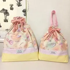 ウサギ　ネコ　巾着　体操服袋　上靴入れ　給食着袋　ハンドメイド　入園　入学