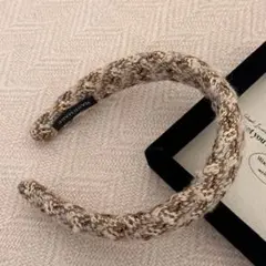 カチューシャ レディース ブラウン ベージュ ツイード ヘアバンド 秋冬