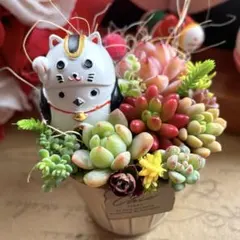 シマエナガ♡多肉植物寄せ植え♡そのまま飾れる♡